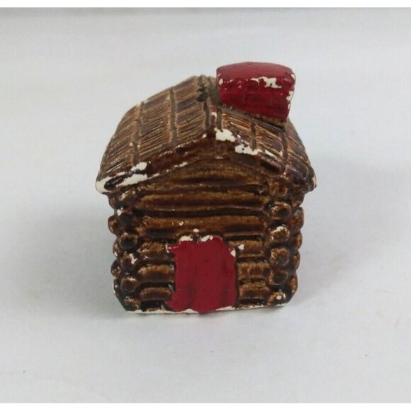 Vintage Chalk Ware Log Cabin 1.75" Salt & Pepper Shakers - Picture 8 of 13